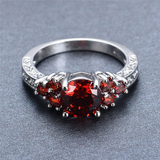 2.2ct Round Cut Red Garnet Engagement Ring 14k White Gold Finish Antique Vintage