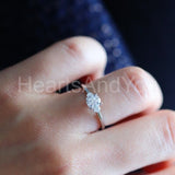 0.5ct Round Cut Moissanite Minimal Trilogy Engagement Ring 14k White Gold Plated