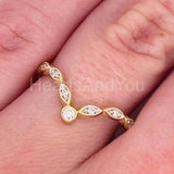0.3ct Round Cut Moissanite Curved Stacking Wedding Band 14k Yellow Gold Plated