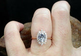 1ct Oval Cut VVS1D Diamond Engagement Ring Halo Solitaire 14k White Gold Finish