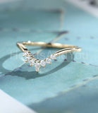 0.3ct Round Cut Simulated Diamond Crown Wedding Band 14k Yellow Gold Plated