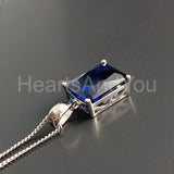 1ct Radiant Simulated Sapphire Solitaire Pendant 14k White Gold Plated NO CHAIN