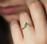 1.2ct Pear Cut Green Emerald Engagement Ring 14k Yellow Gold Finish Crown Tiara