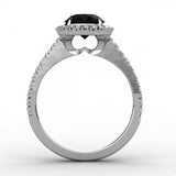 1.3ct Round Cut Black Diamond Solitaire Engagement Ring 14k White Gold Finish