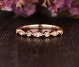 0.5ct Round Cut Moissanite Milgrain Anniversary Wedding Band 14k RoseGold Plated