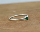 0.4ct Engagement Ring Round Cut Emerald Solitaire Minimalist 14k White Gold Over