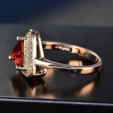 2.4ct Engagement Ring Trillion Cut Garnet Diamond Dual Halo 14k Yellow Gold Over