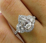 6.5ct Pear Cut Diamond Halo Cocktail Trilogy Engagement Ring 14K White Gold Over
