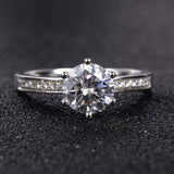 2.1ct Round Cut Diamond Engagement Ring Accents Solitaire 14k White Gold Finish