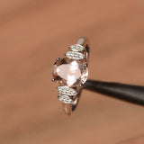 2.3ct Engagement Ring Oval Cut Morganite Stylish Art Deco 14k White Gold Finish
