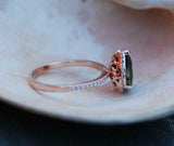 2ct Engagement Ring Pear Cut Blue Sapphire Round Accent Halo 14k RoseGold Finish
