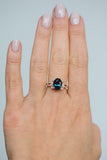 2.5ct Engagement Ring Oval London Blue Topaz Bow Knot Shank 14k Rose Gold Finish