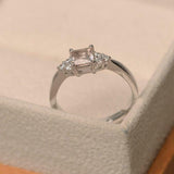 2ct Engagement Ring Princess Cut Morganite Diamond Petite 14k White Gold Finish