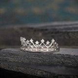 2.1ct Round Cut VVS1D Diamond Engagement Ring 14k White Gold Finish Crown Design