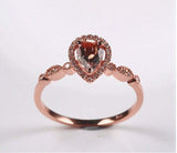 1.75ct Engagement Ring Pear Cut Peach Morganite Halo 14k Rose Gold Finish