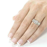 3.5ct Cushion Cut Diamond Three Stone Women Engagement Ring 14K White Gold Over