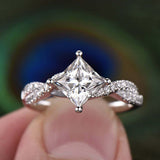 2ct Princess Cut Diamond Engagement Ring Infinity Twisted 14k White Gold Finish