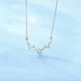 1ct Pear Simulated Diamond Deer Antler Pendant with Chain 14k White Gold Plated
