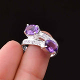 2.3ct Engagement Ring Oval Cut Purple Amethyst Bypass Design 14k White Gold Over