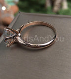 0.4ct Round Cut Moissanite Solitaire Women Engagement Ring 14k Rose Gold Plated