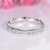 1.4ct Round Cut Diamond Bamboo Design Band Engagement Ring 14k White Gold Finish