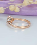 1.2ct Oval Cut Morganite Engagement Ring Diamond Leaf Accent 14k Rose Gold Over