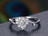 1.2ct Round Cut VVS1D Diamond Engagement Ring Unique Floral 14k WhiteGold Finish