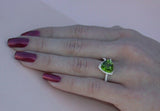 2Ct Trillion Cut Green Peridot Diamond Halo Engagement Ring 14K White Gold Over
