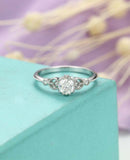 1.2ct Round Cut Diamond Engagement Ring Art Deco Milgrain 14k Rose Gold Finish