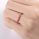 1ct Round Cut Pink Ruby Stylish Petite Half Eternity Band 14k Rose Gold Finish