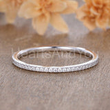 0.3ct Round Cut Moissanite Minimalist Women Wedding Band 14k White Gold Plated