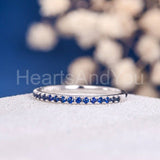 0.2ct Round Cut Simulated Sapphire Half Eternity Wed Band 14k White Gold Plated