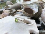 1ct Engagement Ring Oval Cut Green Peridot Split Shank 14k White Gold Finish