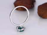 1.5ct Pear Cut Green Emerald Engagement Ring Diamond Halo 14k White Gold Finish