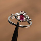 1.4ct Oval Cut Pink Ruby Butterfly Shape Engagement Ring 14k White Gold Finish