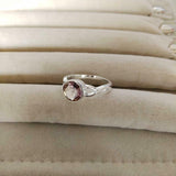 1ct Engagement Ring Round Cut Peach Morganite Infinity 14k White Gold Finish