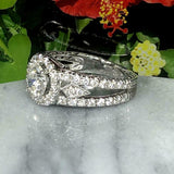 2ct Round Diamond Engagement Ring Halo Split Shank Solitaire 14k White Gold Over