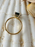 2.2ct Engagement Ring Green Emerald Cut Solitaire Women 14k Yellow Gold Finish