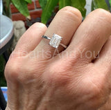 0.5ct Emerald Simulated Diamond Solitaire Engagement Ring 14k White Gold Plated