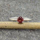 0.5ct Engagement Ring Round Cut Red Garnet Solitaire Women 14k White Gold Finish