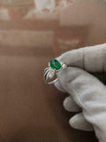 1.5ct Engagement Ring Oval Cut Green Emerald Partywear 14k White Gold Finish