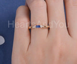 0.1ct Baguette Cut Simulated Sapphire Half Eternity Wedding Band 14k Gold Plated