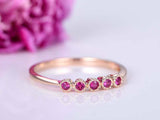 0.5ct Round Cut Pink Ruby Engagement Ring Five Stone Promise 14k RoseGold Finish
