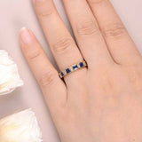2ct Princess Cut Blue Sapphire Stylish Half Eternity Band 14k Yellow Gold Finish