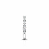 Bezel Set Half Eternity Wedding Band 0.2ct Round Cut Diamond 14k White Gold Over
