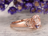 2.3ct Oval Cut Peach Morganite Engagement Ring Promise Women 14k RoseGold Finish