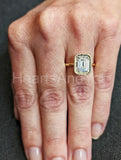 2.2ct Emerald Simulated Diamond Bezel Set Engagement Ring 14k Yellow Gold Plated