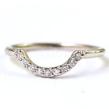 0.3ct Round Cut Moissanite Half Moon Curved Wedding Band 14k White Gold Plated
