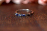 0.3ct Wedding Ring Band Round Cut Blue Sapphire Minimalist 14k White Gold Finish