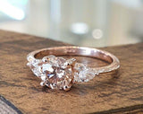 1.6ct Round Cut Champagne Diamond Pear Accent Trilogy Ring 14k Rose Gold Finish